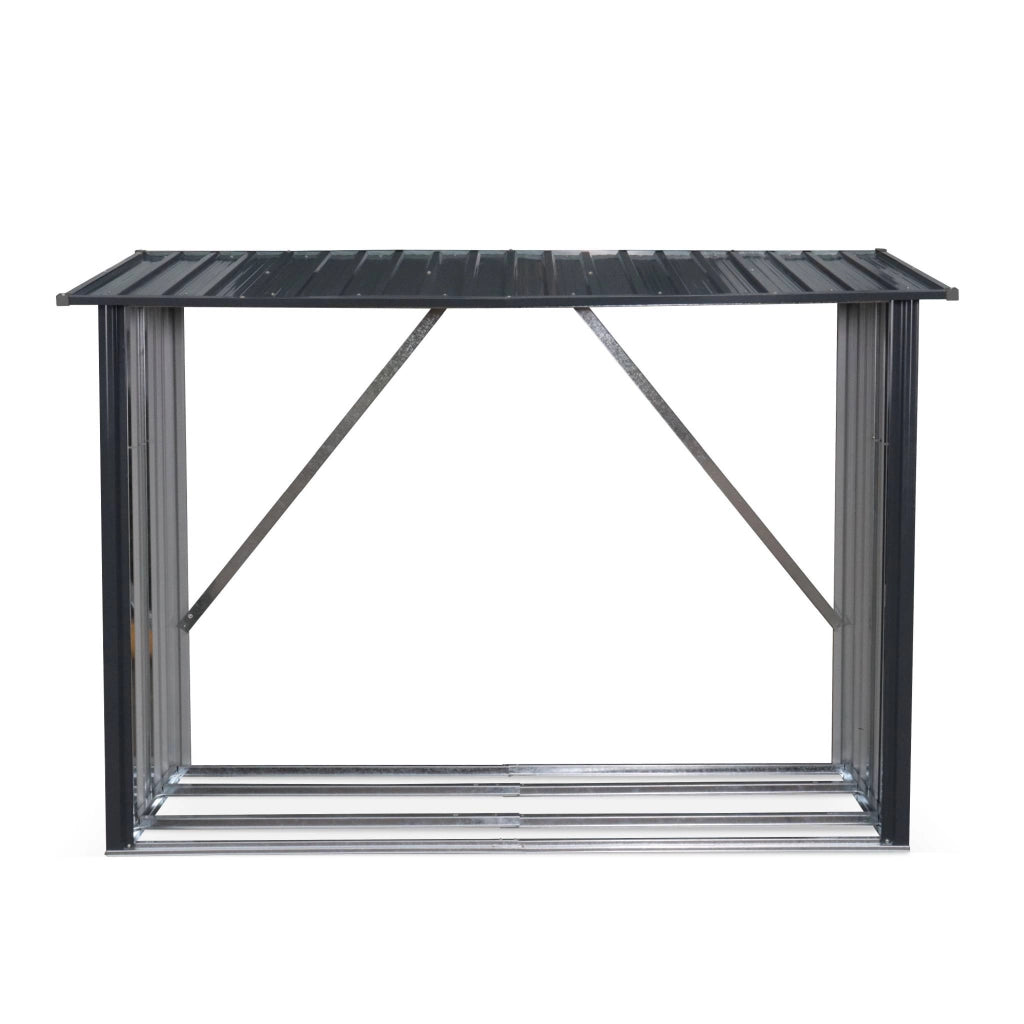 Capannone da giardino in acciaio zincato per legna, 80x215x155cm,