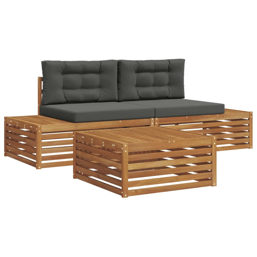 Set di divani da esterno-Sofa da giardino 3 Pezzo Naturale e Antracite