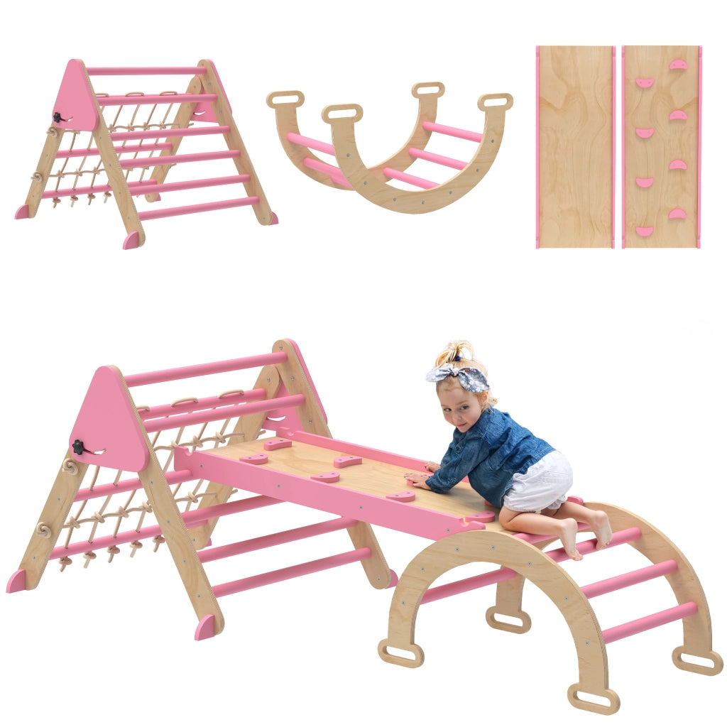 Casetta per bambini con scivolo e scala ¨C zephmum ¨C rosa, legno