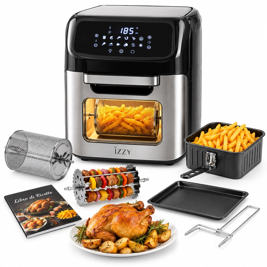 Forno Friggitrice ad Aria 12LT 6in1 1800W Fornetto Digitale con Girarrosto e Touch Screen