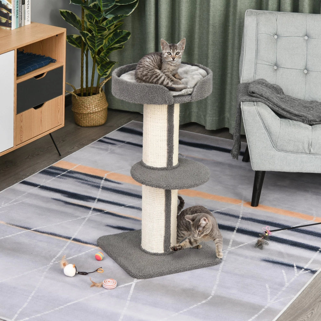 Tiragraffi per gatti con piattaforma e cuscini ¨C Minimal ¨C 91 cm, grigio