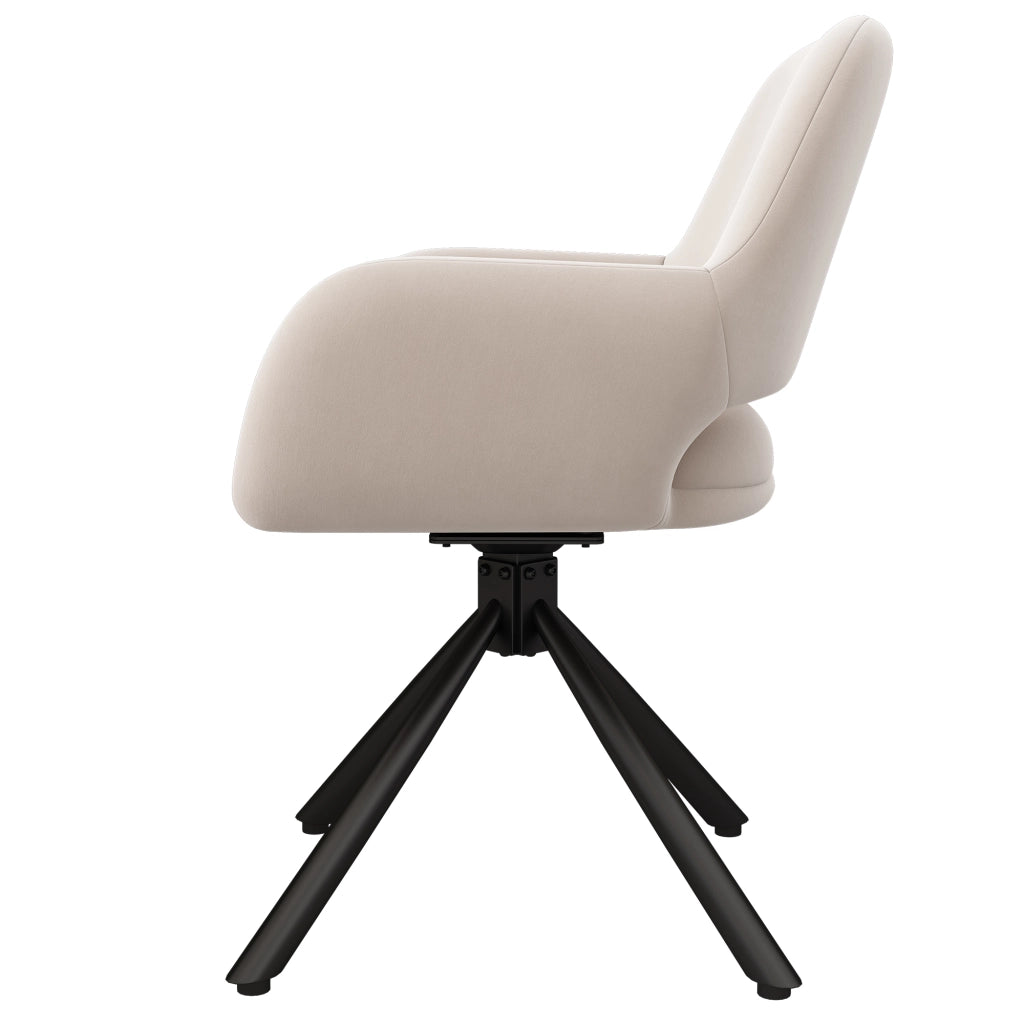 Sedia da pranzo girevole - Zephmum- 4 pezzi, braccioli, velluto, beige