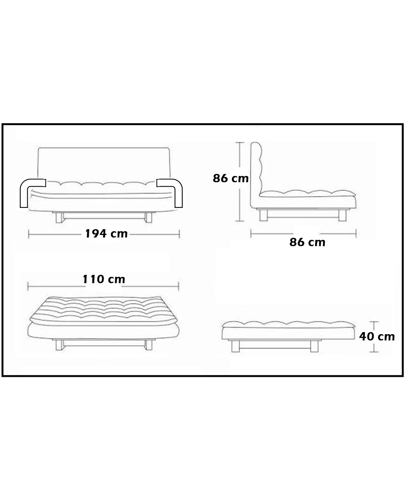 Divano letto reclinabile 3 posti ecopelle nero Sicorage Crusy