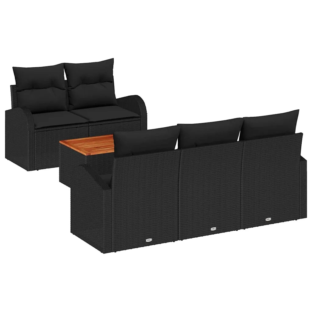 Set Divano da Giardino con archiviazione 6 pcs Nero polyrattan 3356189
