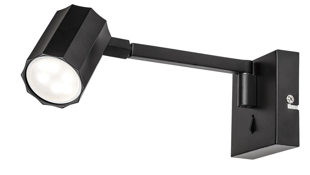 Applique regolabile con interruttore nera Rabalux Karter GU10