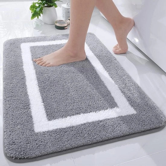 Tappeto Antiscivolo per Bagno - Microfibra Molle - 1 pezzo - Grigio - 40 x 60 cm