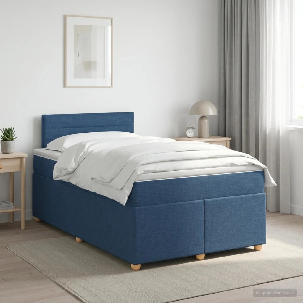 Letto box spring con materasso Blu 120 x 190 cm Tessuto 3450908