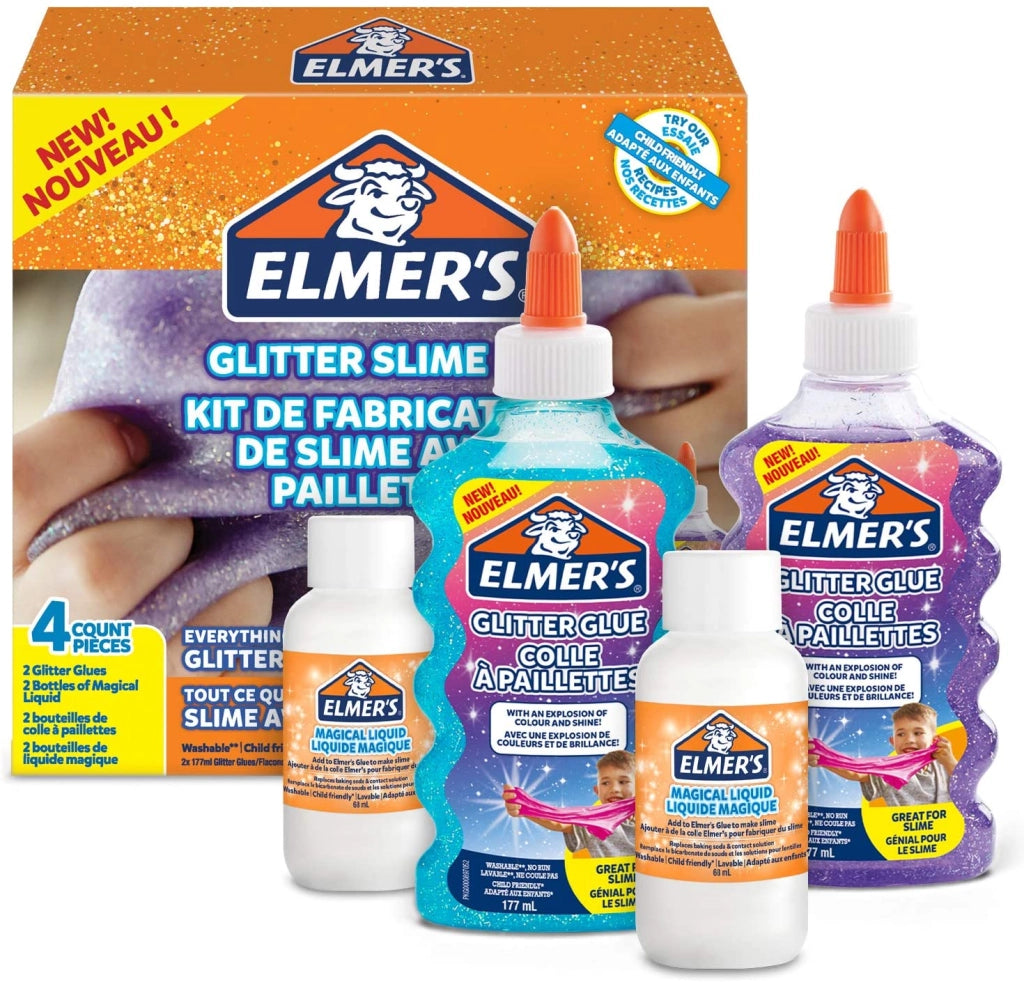 ELMER'S GLITTER SLIME KIT CON COLLA GLITTERATA VIOLA E BLU