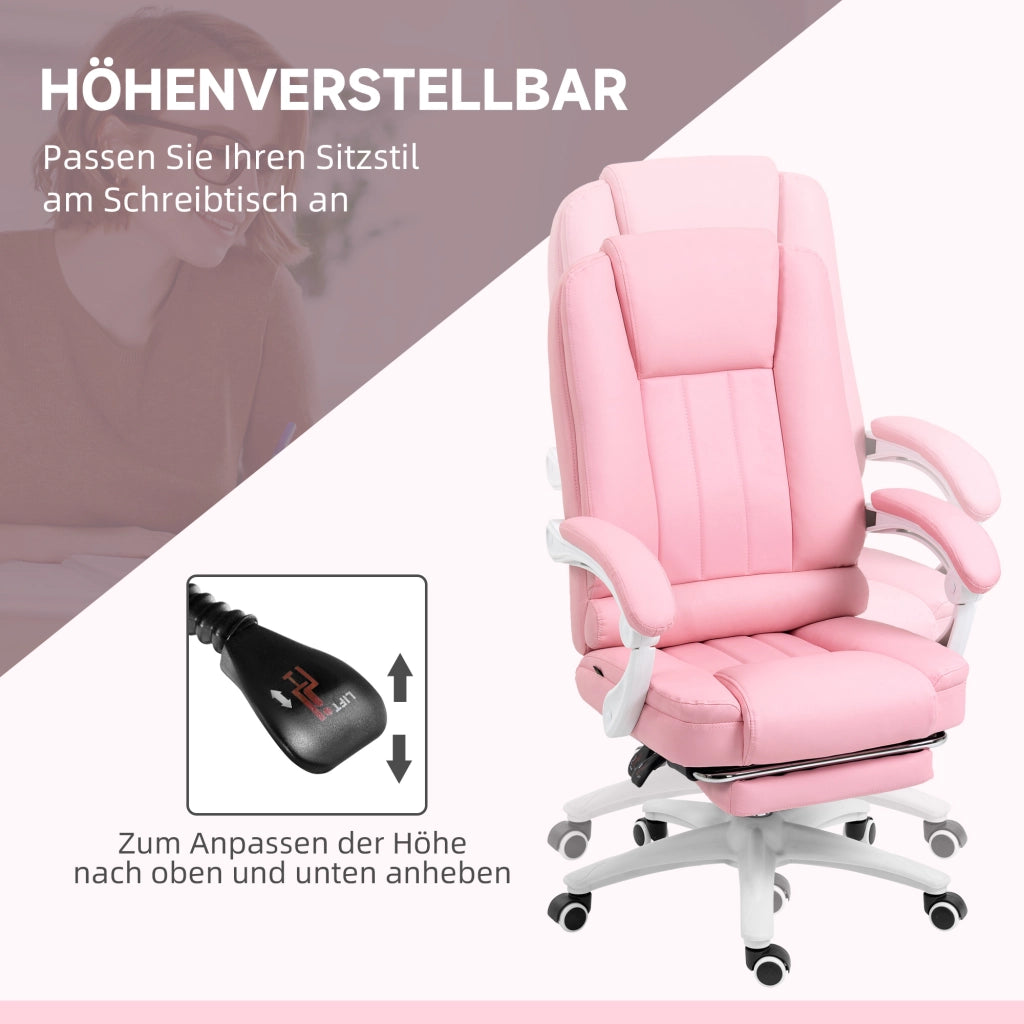 Sedia da Ufficio con Poggiapiedi ¨C Xylo ¨C Rosa e Bianco Regolabile