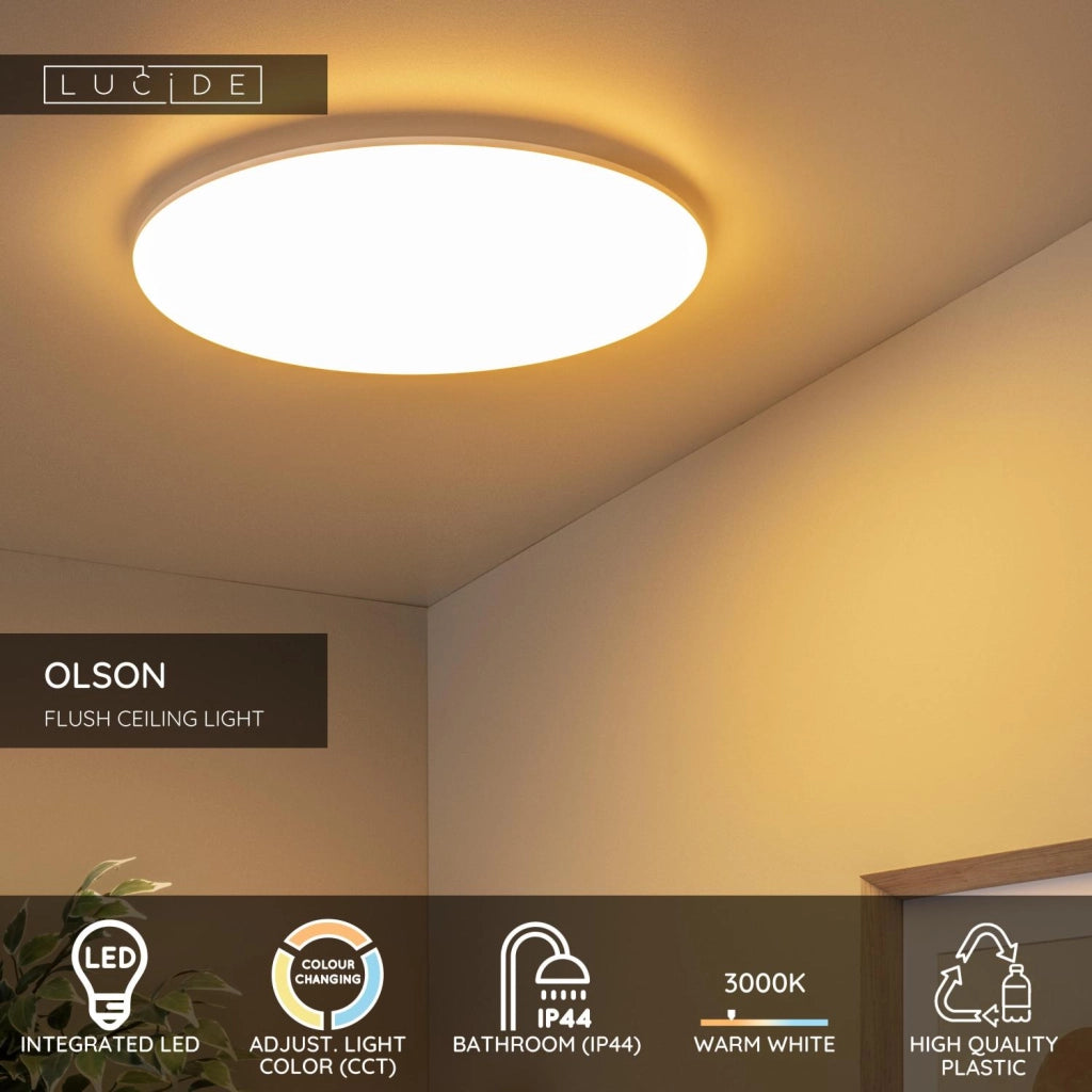 Plafoniera LED OLSON Lucide bianca CCT 45W 45 cm