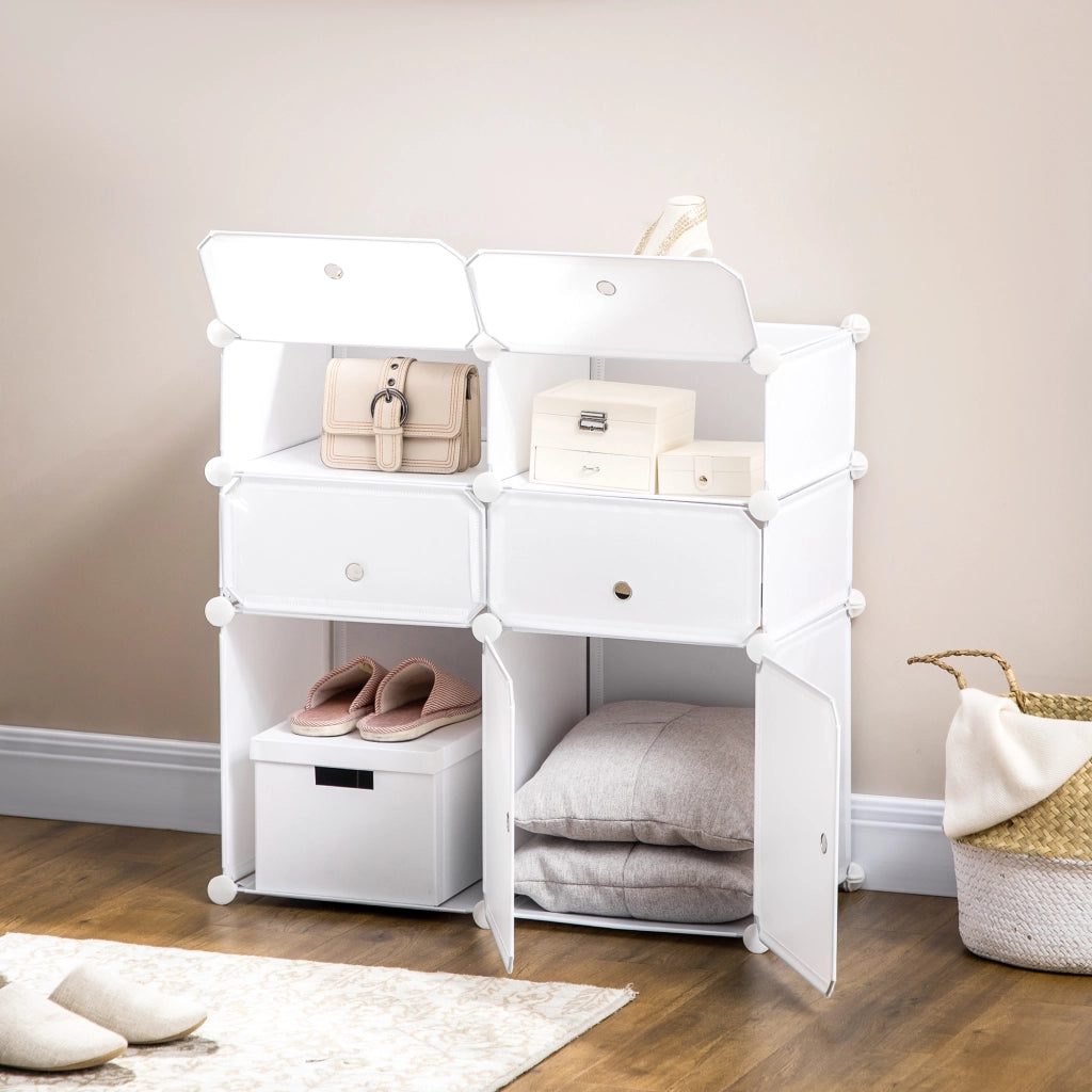 Armadio modulare in plastica con ante ¨C Xylo ¨C 6 cubi bianco