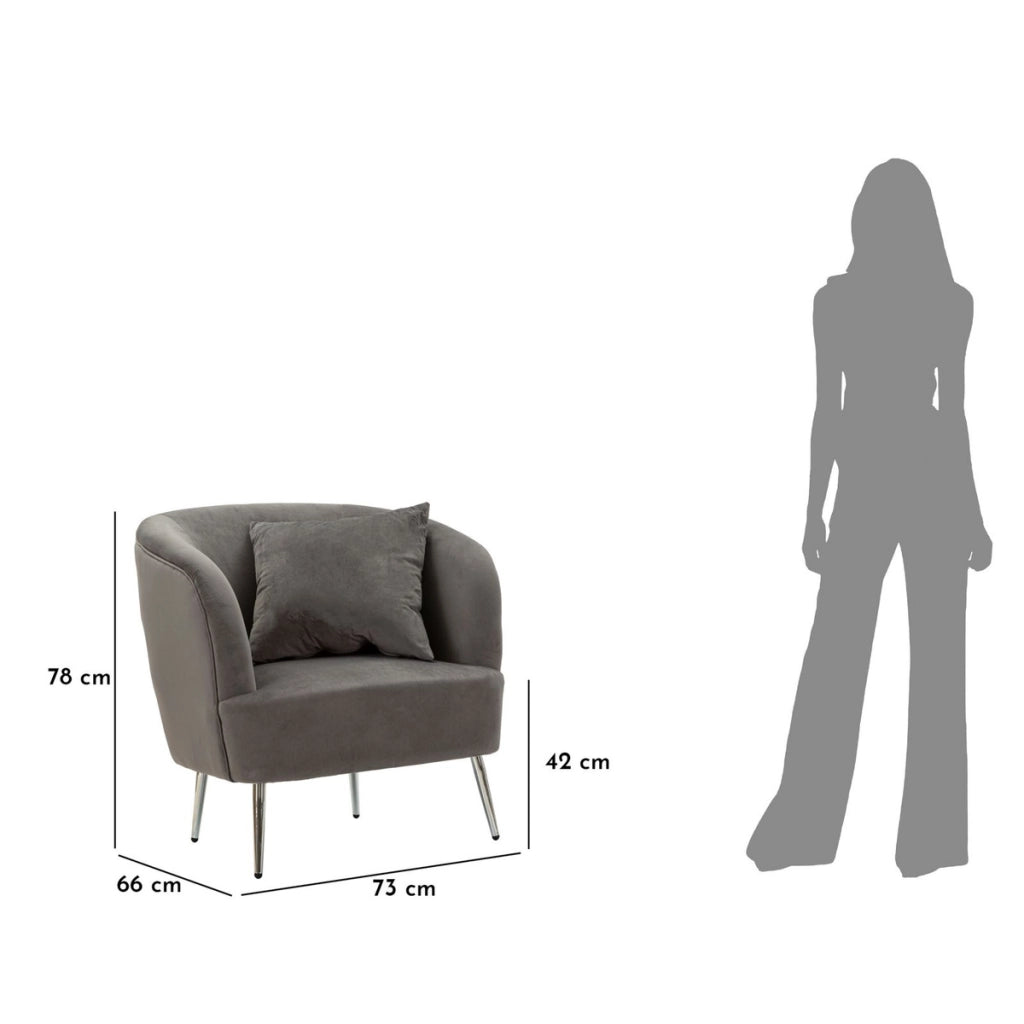 Poltrona VKH313, Grigio, Legno, 73x66x78 cm