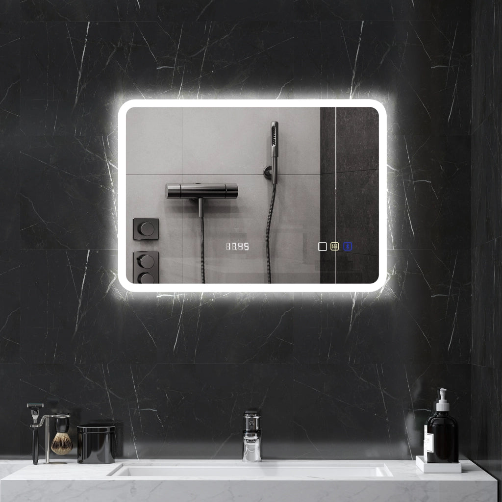 Specchio da Bagno con Luce LED ¨C Minimal ¨C Bianco 70x50 cm