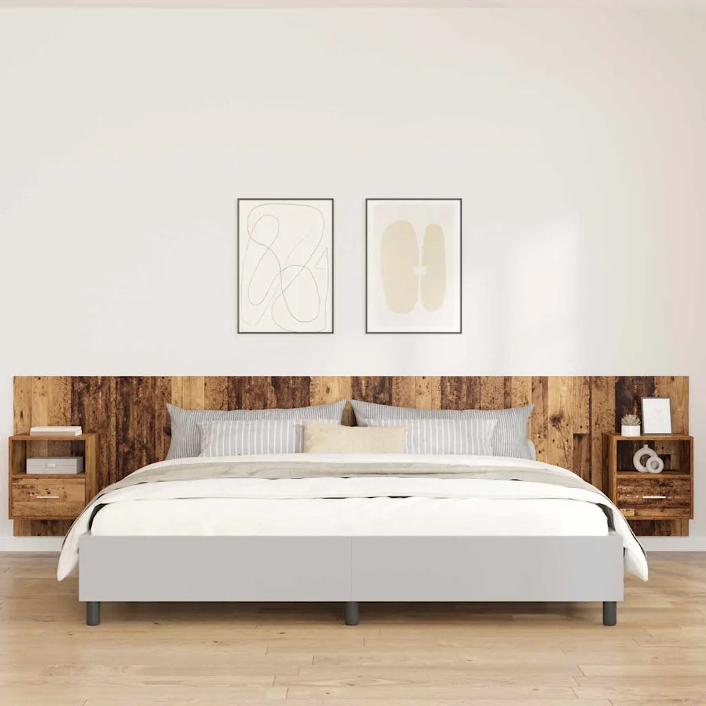 Testata con Comodino 3 pcs Legno vecchio Legno multistrato 3415827