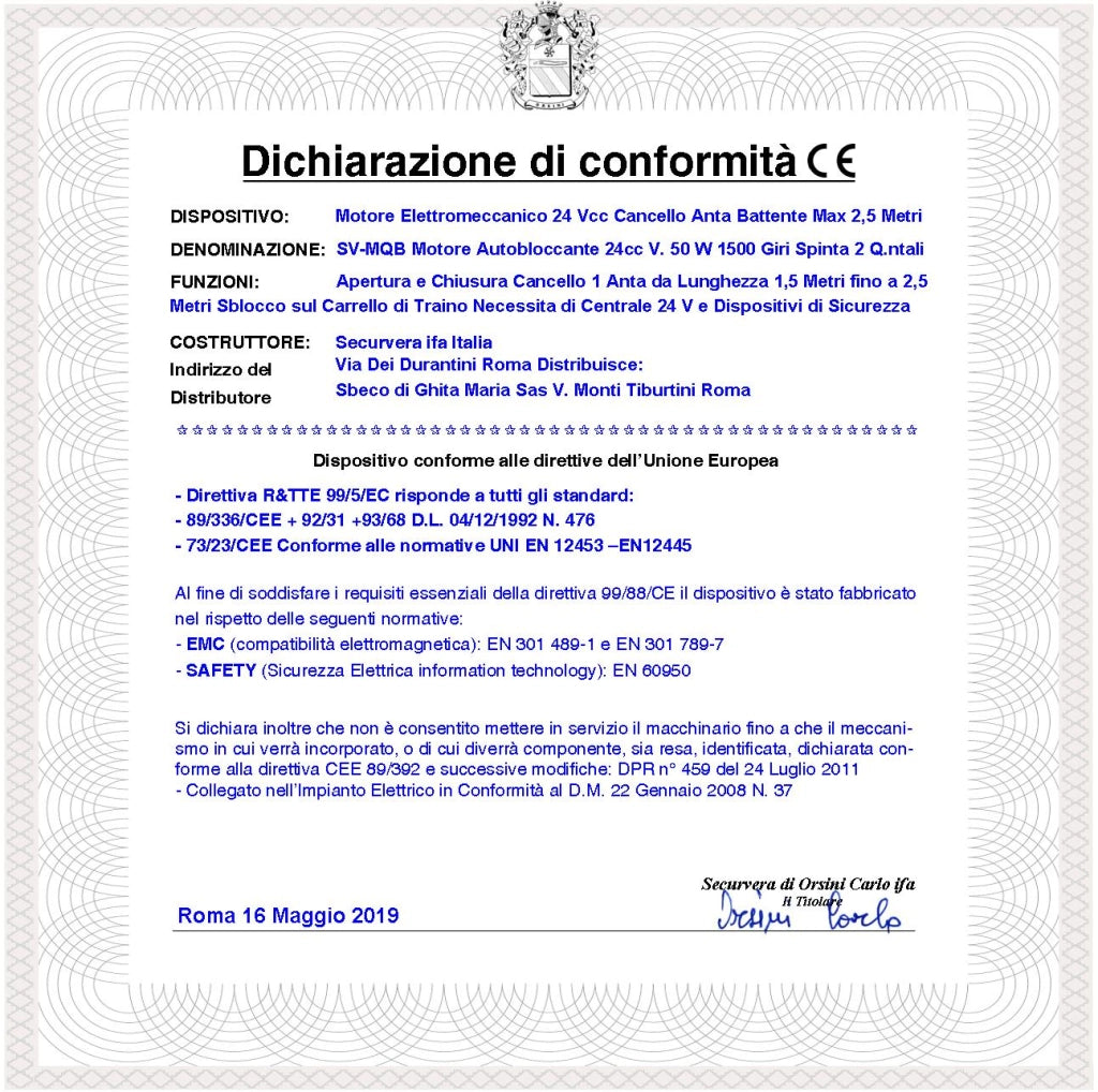 Motore Elettromeccanico 24 Vcc Corsa 400 mm Ricambio Cancello Elettrico Automatico Anta 2,5 Metri Sblocco a Chiave Ricambio Originale Securvera Finecorsa Meccanici Kit Staffe Bulloni Misure 810X88X88 mm Compatibile Elettronica BTF Aster Fac