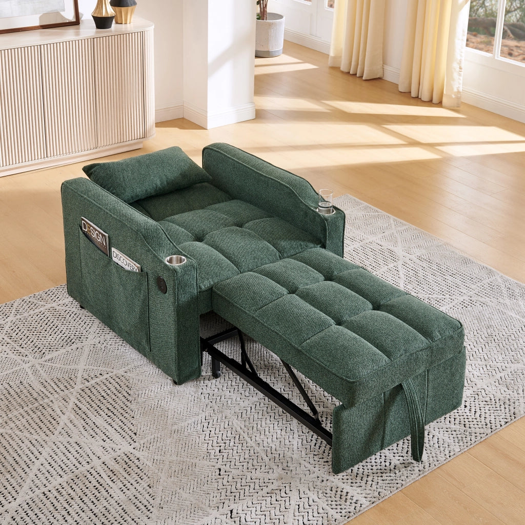 Divano Letto 3 in 1 con USB ¨C Xylo ¨C Verde, Trasformabile