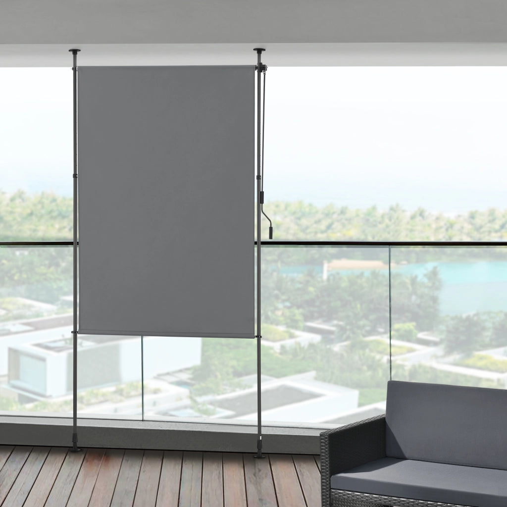 Schermo Verticale Cimarra da Balcone con Pali Telescopici Tenda Parasole Larga 150 cm Grigio Scuro pro.tec