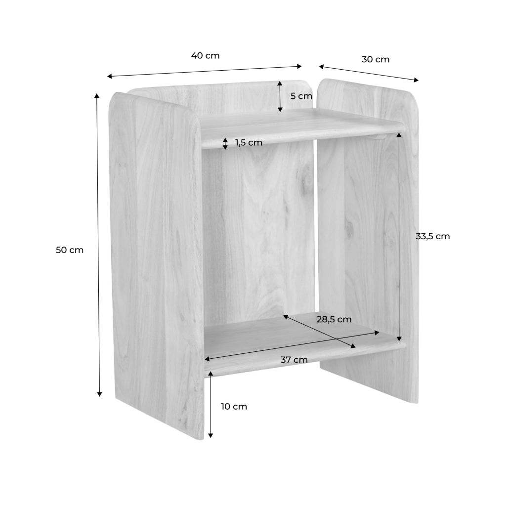 Set 2 comodini esotici in legno di acacia a 2 livelli, marrone