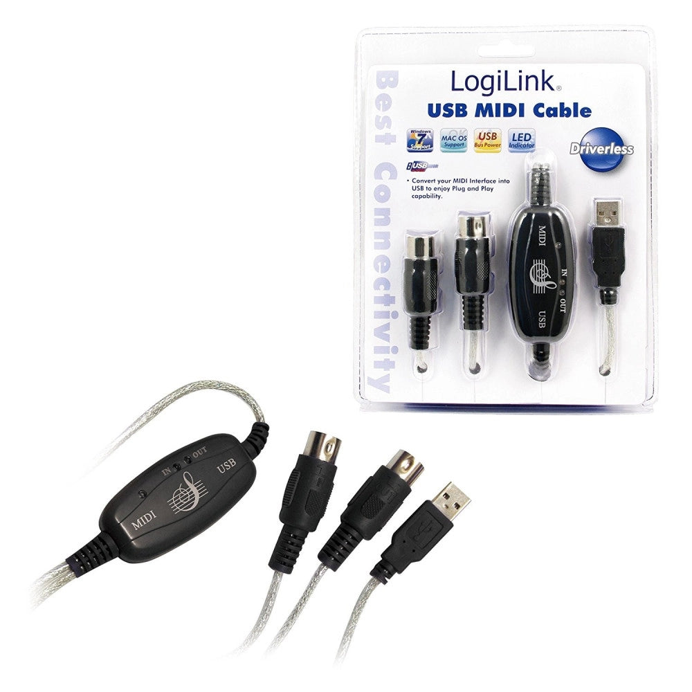 Trade Shop - Cavo Usb Interfaccia Midi Adattatore In Out Pc Audio Tastiera/expander -