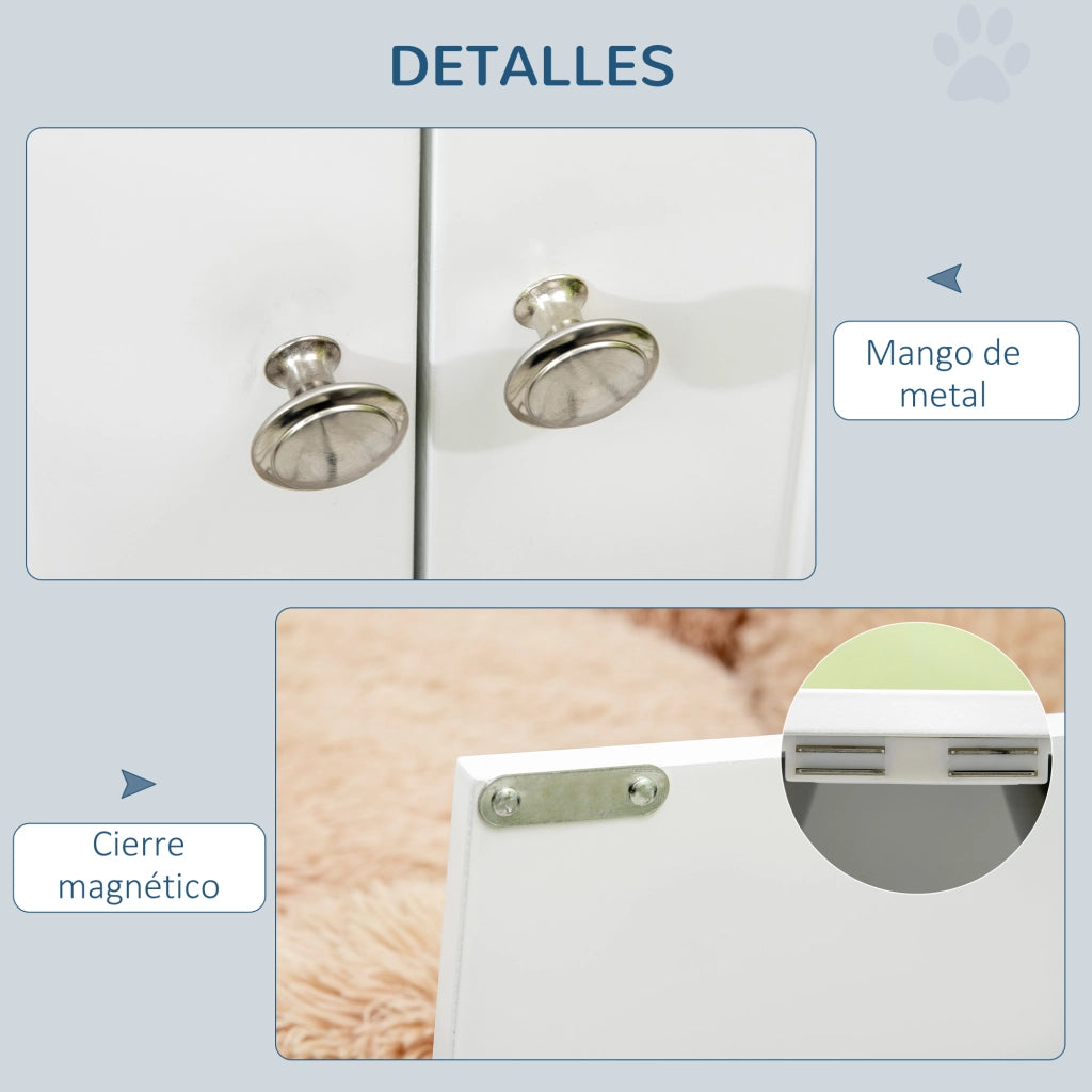 Ciotola Rialzata per Cani Grandi ¨C Xylo ¨C 2 Ciotole 2000ml con Contenitore 60x30x35,5cm Bianco