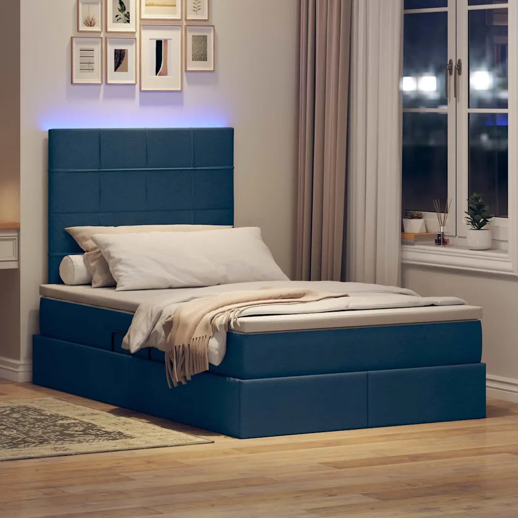 Letto con contenitore e LED con led Blu 120 x 200 cm Poliestere