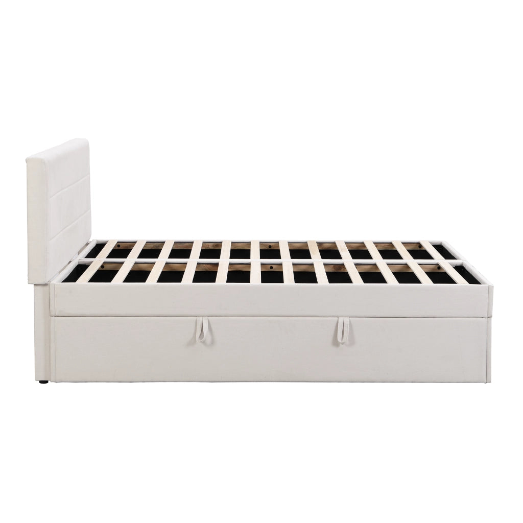 letto imbottito legno mdf beige 140 x 200 cm