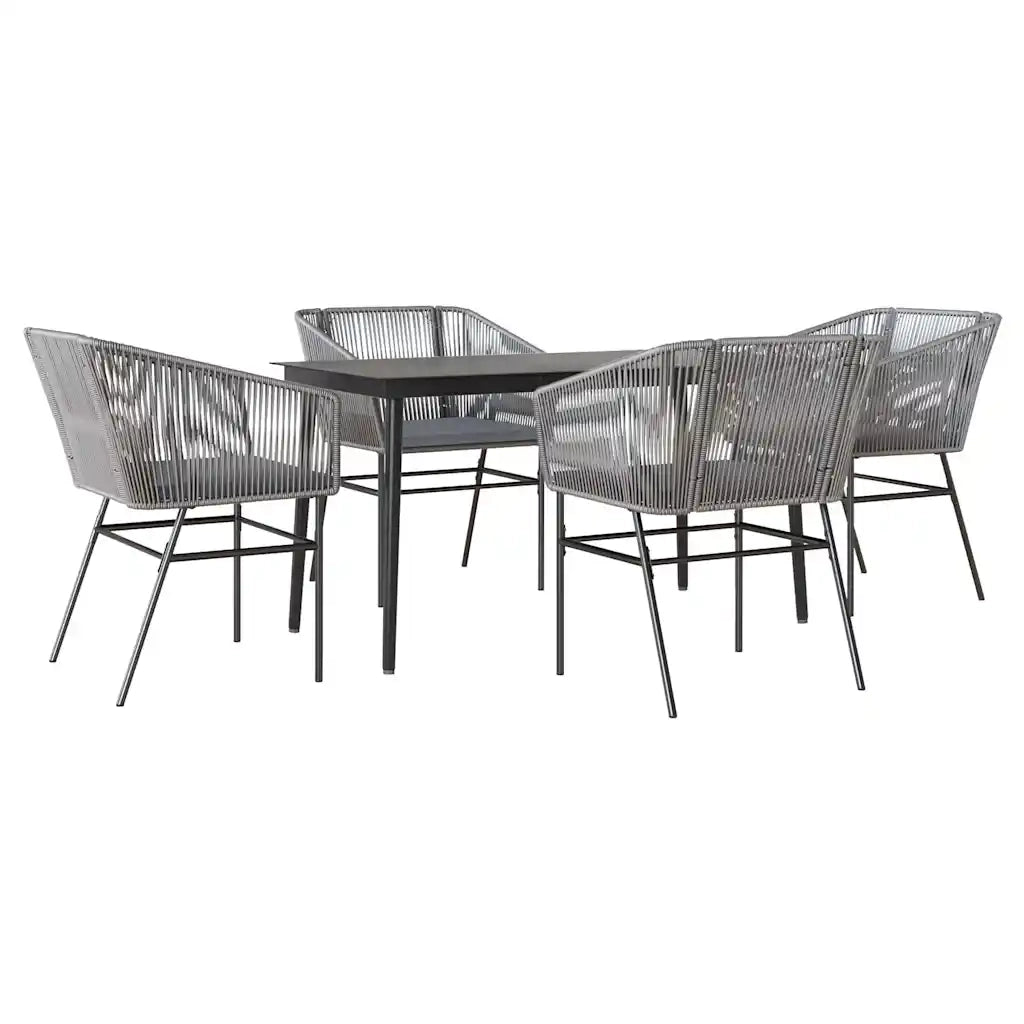 Set da Pranzo da Giardino 5 pz con Cuscini Polyrattan Vetro 3334529