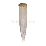 Pendente Swoop 10Lt, ottone satinato e cristallo trasparente