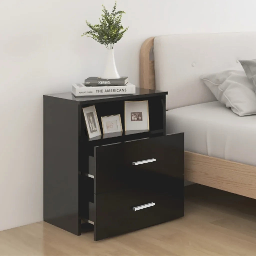 Comodini 2pz-Set di 2 Tavolino da notte Neri 50x32x60 cm