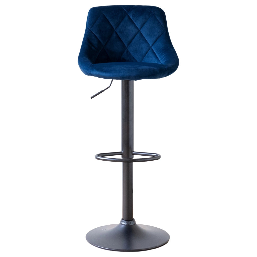 Sgabello da bar in velluto blu ROBIN