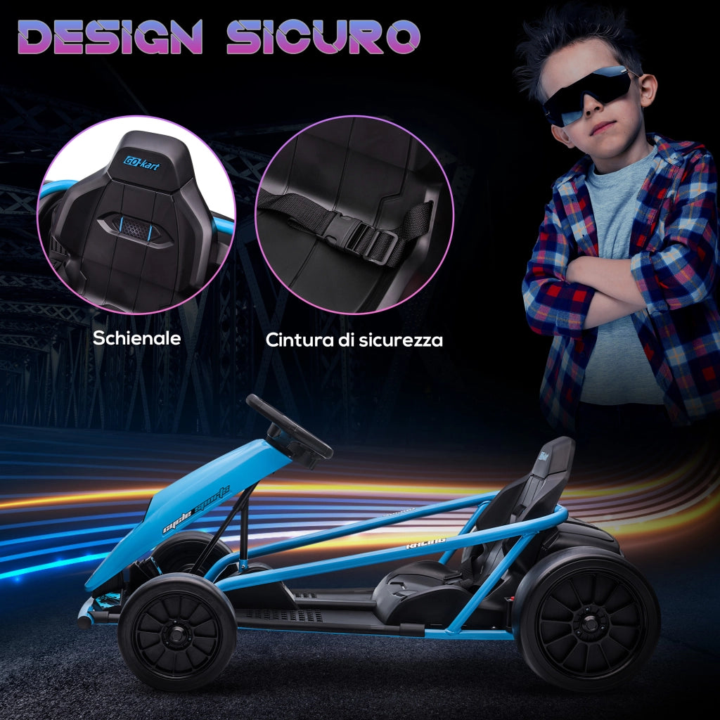 Go-Kart Elettrico per Bambini ¨C Minimal ¨C Blu e Nero 115x77x54 cm