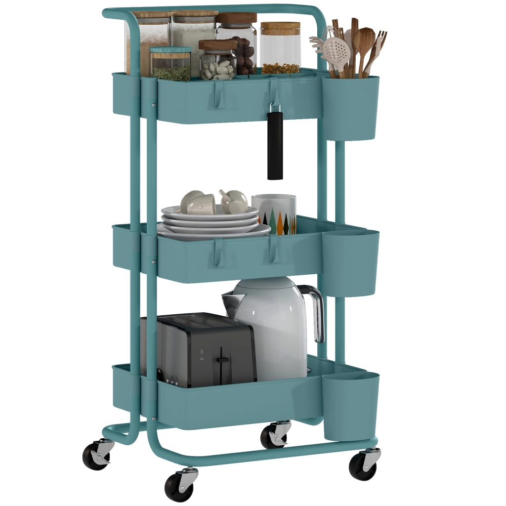 Carrello Multiuso con Cassetti e Ganchi ¨C Minimal ¨C 42x38x86,5 cm Verde