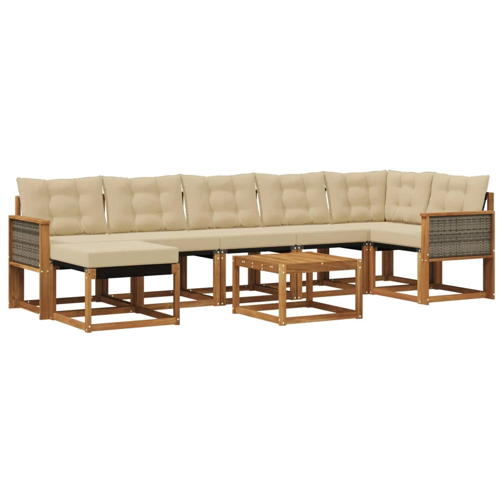 Set di divani da esterno con cuscino 8 pcs Naturale e Beige 3382109