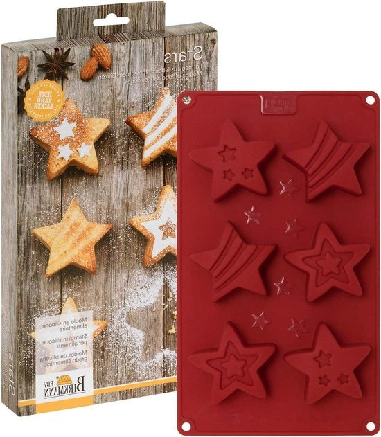 Mini-castelli stellari medio 6-piatto forma per muffin in silicone - diametro 7 cm - rosso