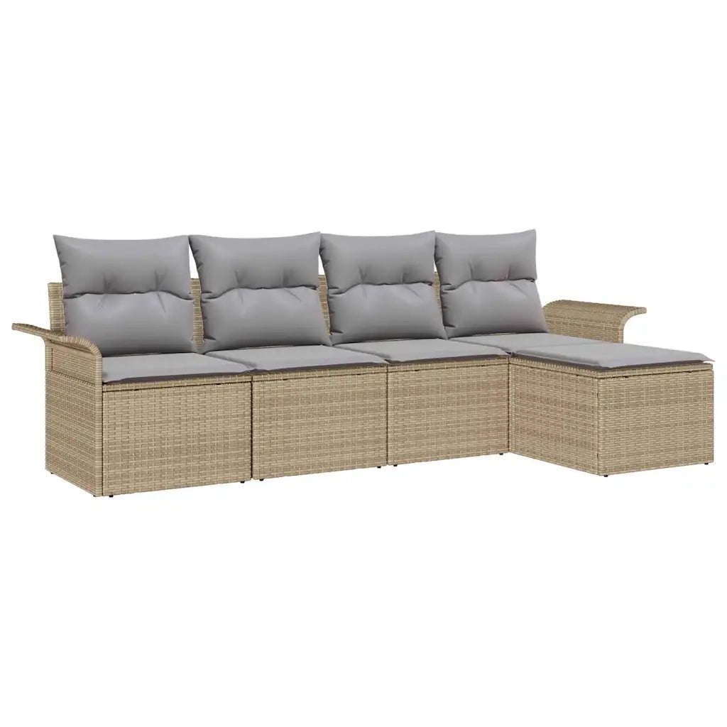 Divano da esterno con cuscino 5 pcs Beige polyrattan 3345320