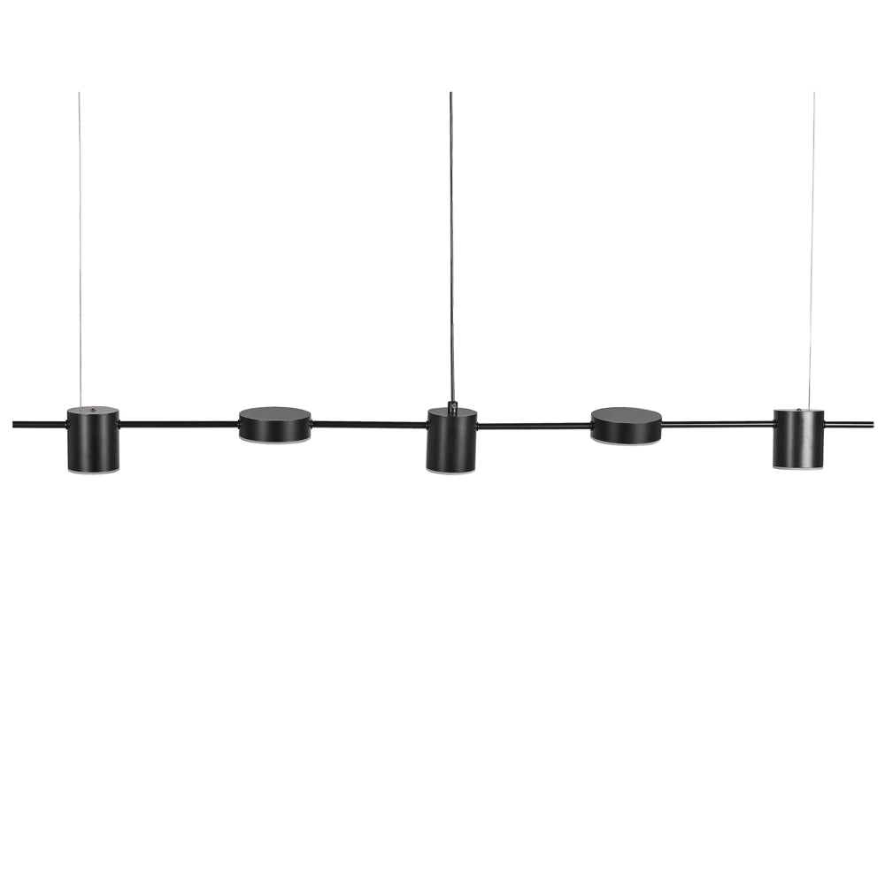 Moderna Lampada a Sospensione Integrata LED 5 Luci Sospensione in Metallo Nero