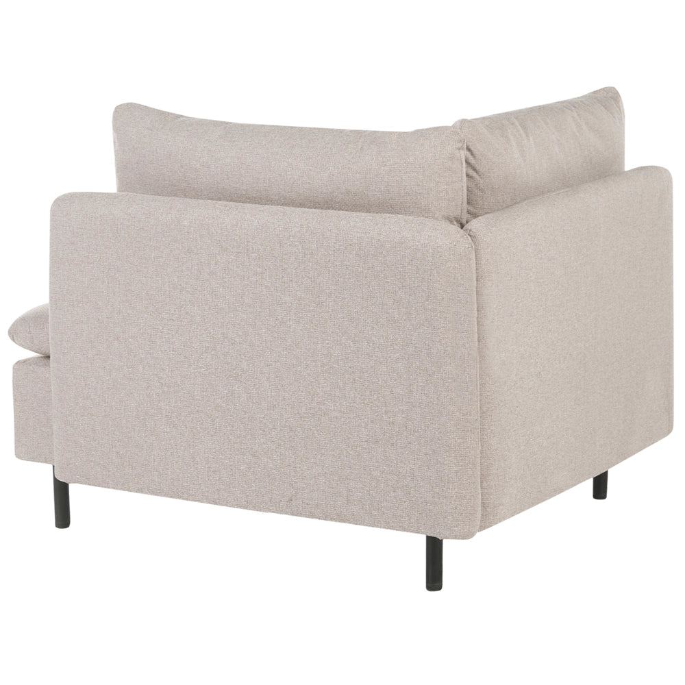 Modulo angolare per divano in tessuto beige a un posto con bracciolo singolo moderno