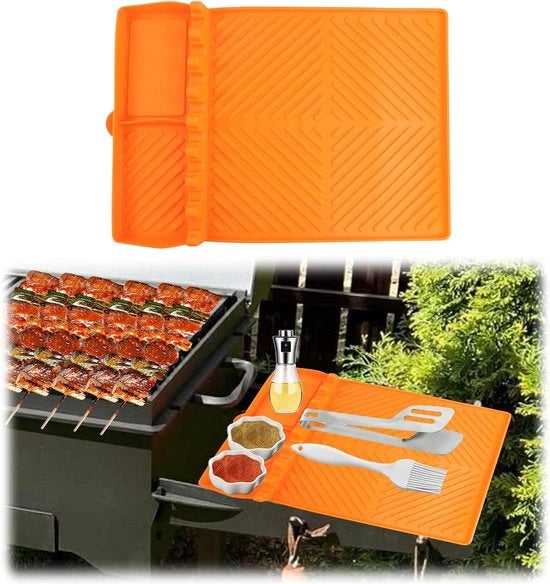 Tavolo da barbecue in silicone - impermeabile - riutilizzabile - non aderente - 405x295 cm - arancione