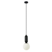 Lampada sospensione minimal nera sfera vetro E27 Italux