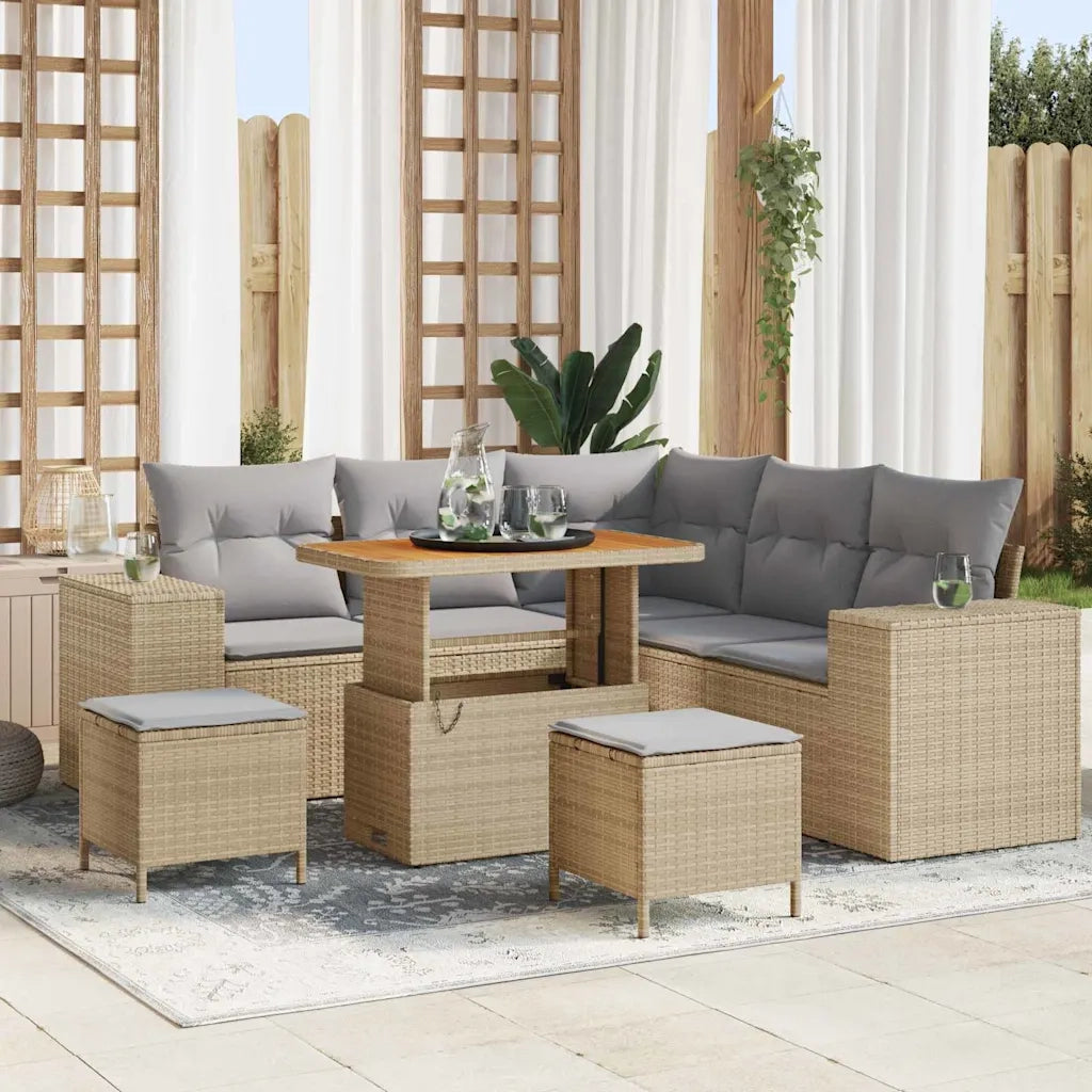 Set Divano da Giardino 8 pcs Beige e Grigio Chiaro polyrattan 3363957