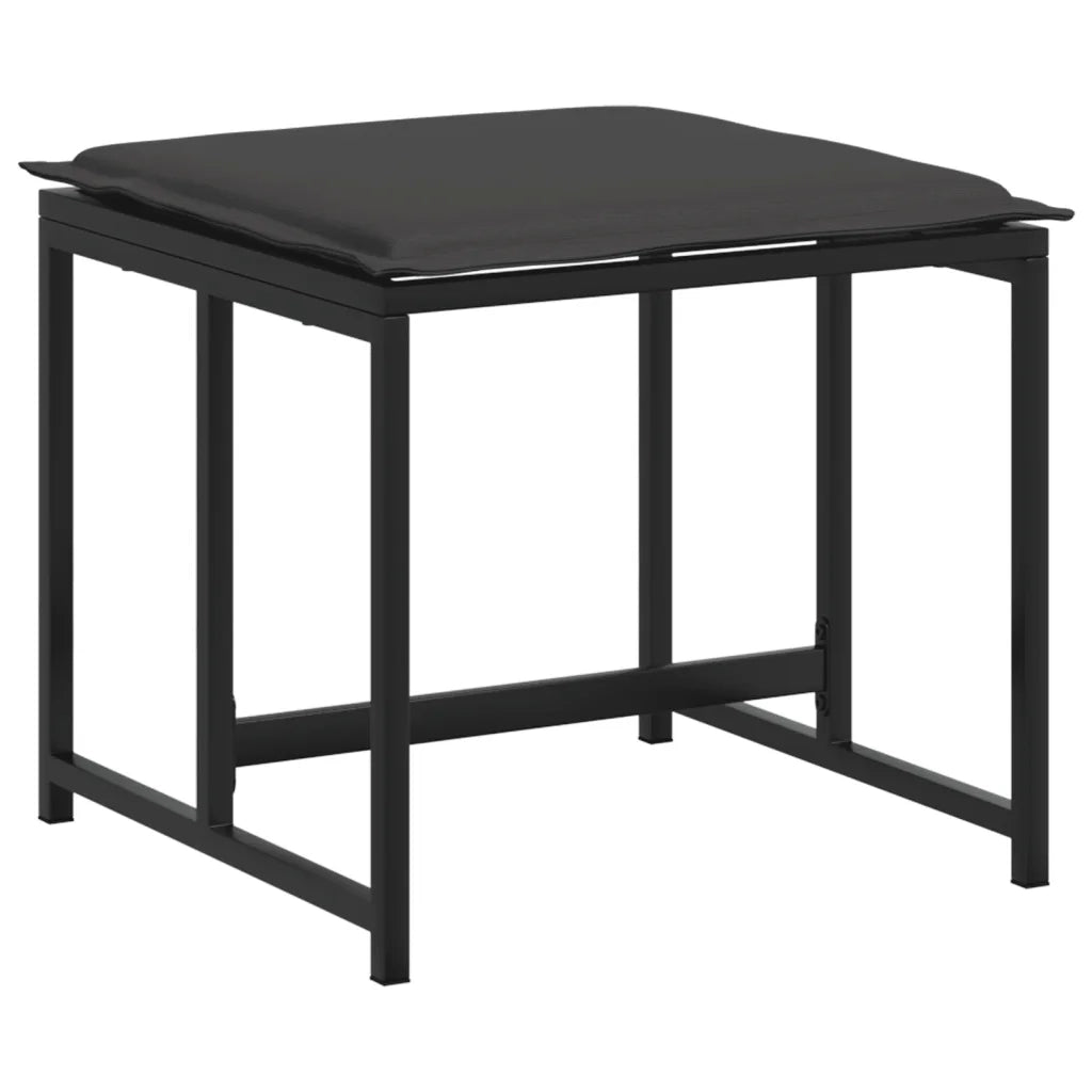 Set da Pranzo da Giardino 13 pz con Cuscini Nero in Textilene