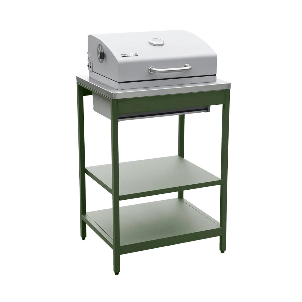 Cucina esterna, 2 moduli e barbecue a carbone con lavandino, verde