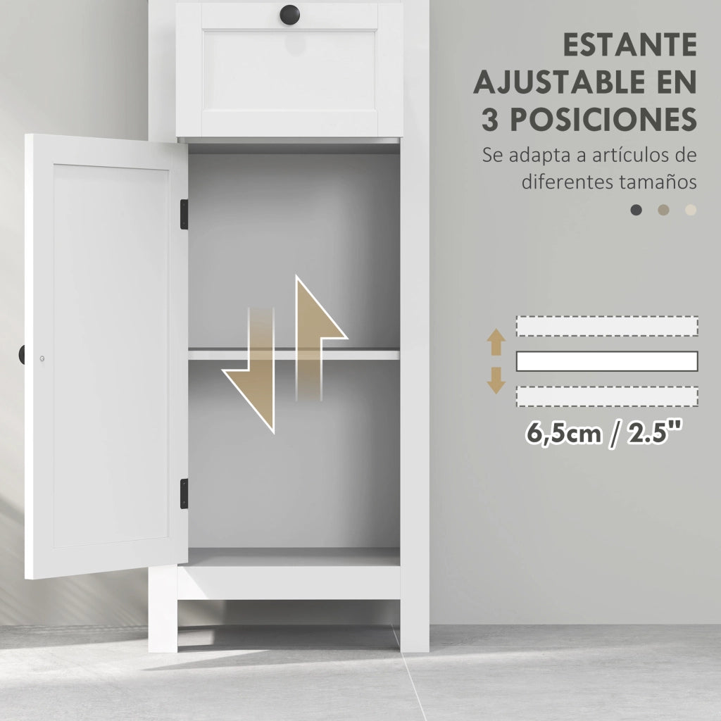 Mobile Bagno con Cassetto e Ripiano Aggiustabile ¨C Minimal ¨C 30x40x165 cm Bianco