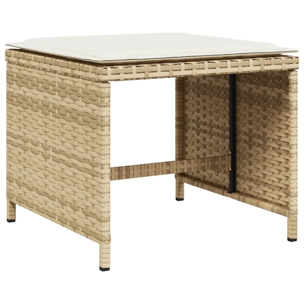 Set da Pranzo da Giardino 11 pz con Cuscini Beige in Polyrattan