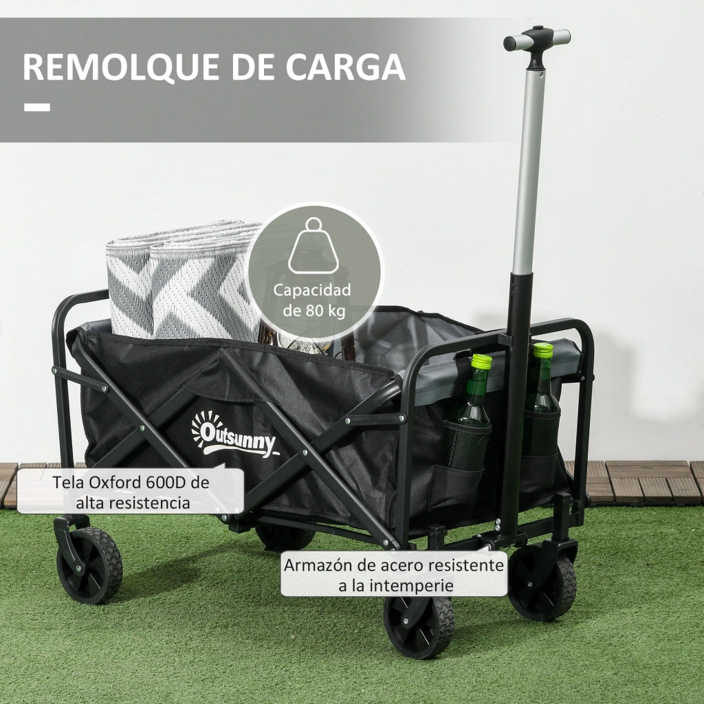 Carrello da Giardino Pieghevole ¨C Minimal ¨C Nero 77x50x63-93 cm