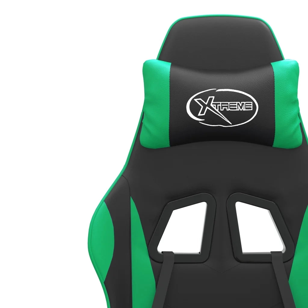 Sedia da Gaming | Sedia da e-sports Girevole con Poggiapiedi Nero Verde Similpelle