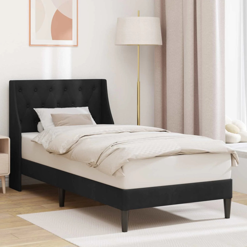 Struttura del letto con testiera-Giroletto Nero 90 x 190 cm Velluto 384876