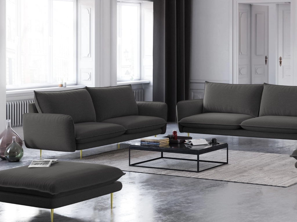 Cosmopolitan Design - Divano "Vienna" 2 posti in tessuto strutturato grigio scuro 