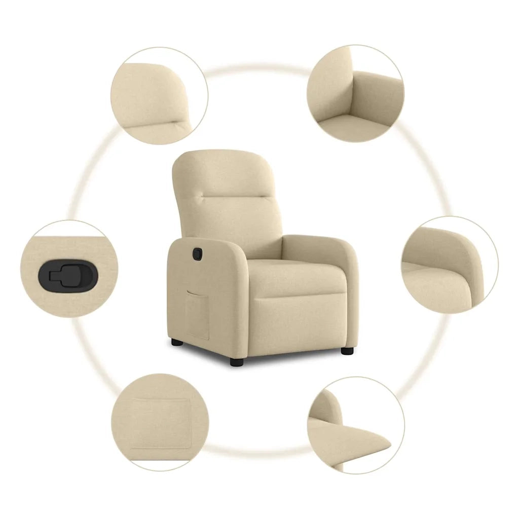 Poltrona | Sedia Relax Reclinabile in Tessuto Crema