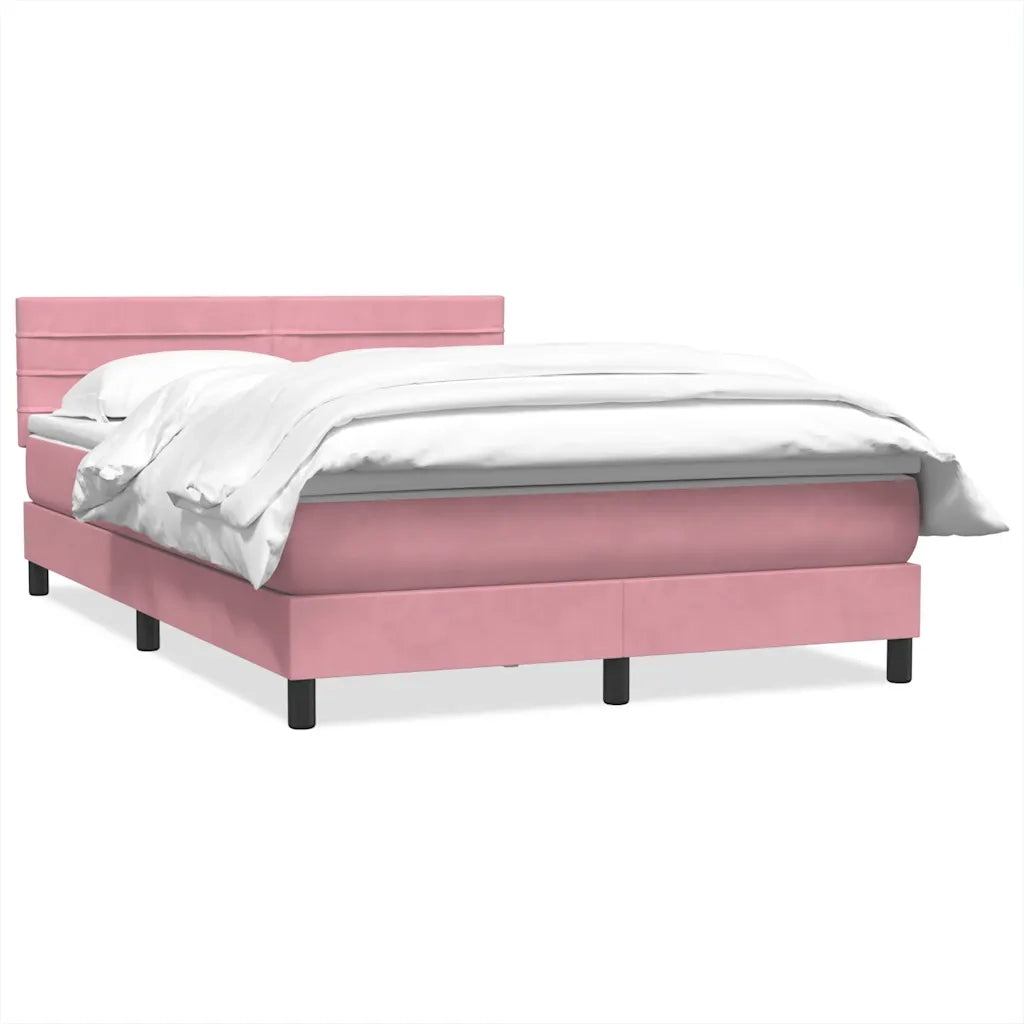 Giroletto a Molle con Materasso Rosa 140x220 cm in Velluto 3316358